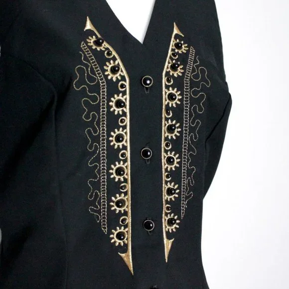 Your Sixth Sense by C&A Gold Black Embroidered Vest Unisex Size 38 - Picture 11 of 13